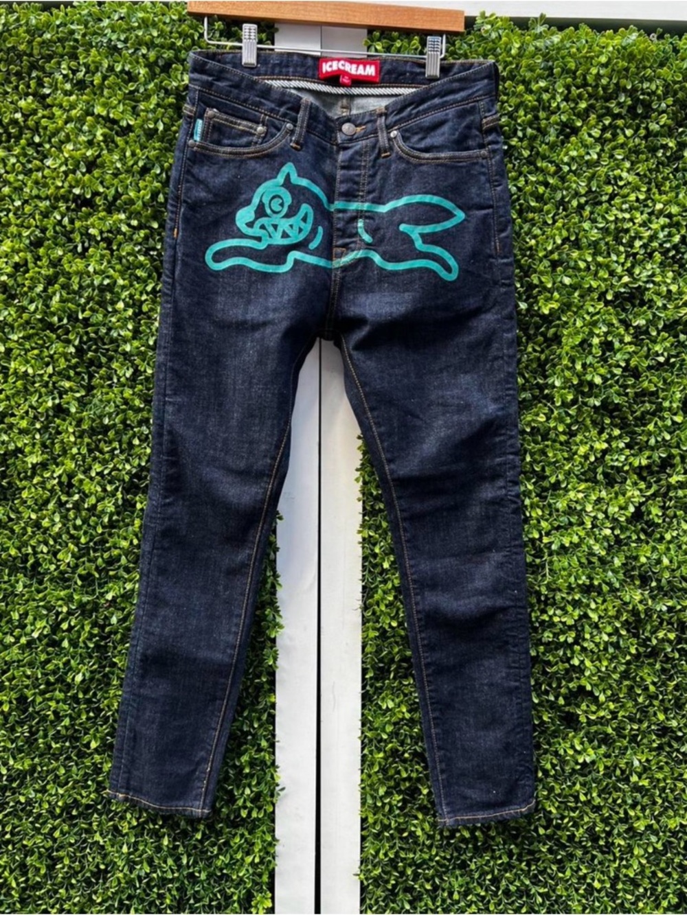 Icecream Dark Wash Skinny Jeans with Teal Graphic
